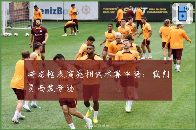 游龙枪表演亮相武术赛中场，裁判员西装登场